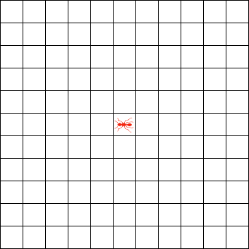 Animation of the first 200 steps of Langton's Ant